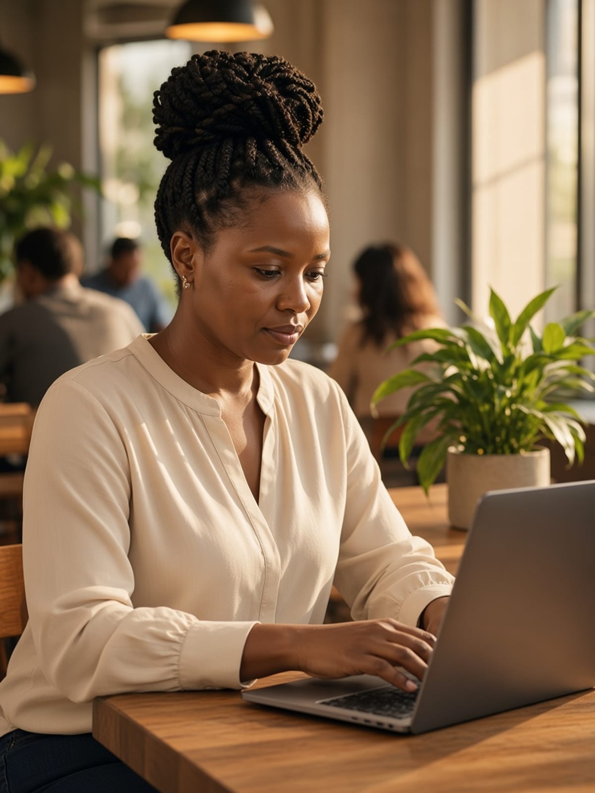 Operations lead reviewing messaging on a laptop